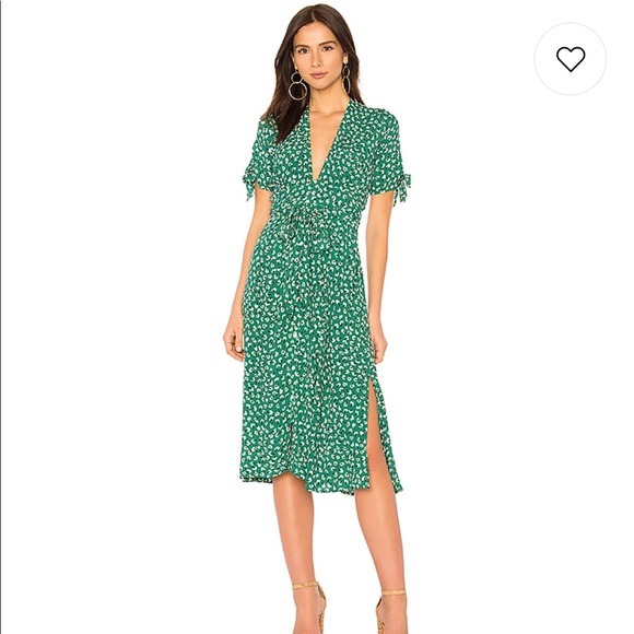 faithfull the brand green midi dress